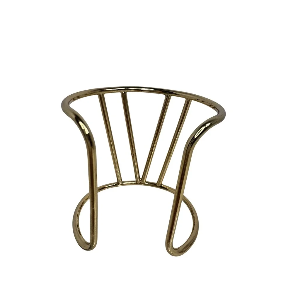 Gold Tone Geometric Cage Cuff‎ Bracelet Architectural Open Back Statement Y2K